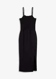 Smockad, mellanlång klänning i stabil jersey med slits, bonprix