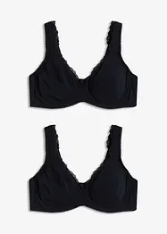 T-shirtbehå med bygel och minimizereffekt (2-pack), ekologisk bomull, bonprix