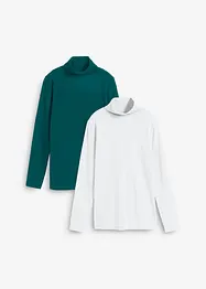Långärmad polotröja i bomullsblandning (2-pack), bonprix