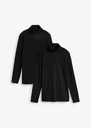 Långärmad polotröja i bomullsblandning (2-pack), bonprix