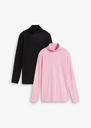 Långärmad polotröja i bomullsblandning (2-pack), bonprix
