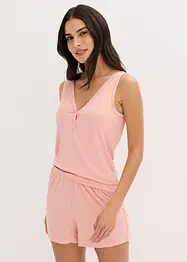 Pyjamas i mjukt, ribbat material, med shorts, bonprix