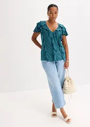 Topp med volanger i mjuk modalmix, bonprix