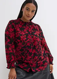 Chiffongblus med smockade detaljer, bonprix