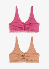 Bralette med bomull och spets (2-pack), bonprix