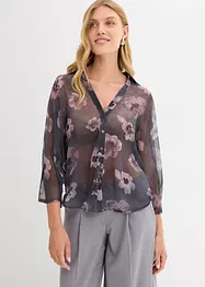 Blus i oversizemodell av luftig chiffong, bonprix