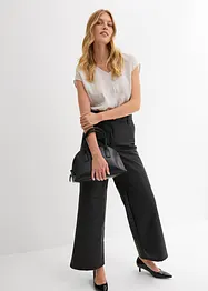 Kortärmad blus i glansig satin, bonprix