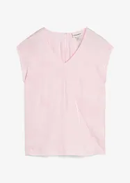Kortärmad blus i glansig satin, bonprix