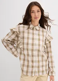 Skjortblus med volanger, bonprix