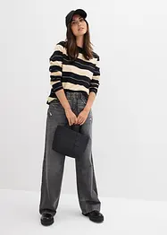 Wide Leg Jeans Mid Waist, Low Stretch, bonprix