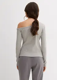 Ribbstickad topp med långa ärmar, bonprix