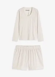 Långärmad topp och shorts i mjukt material, bonprix