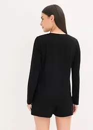 Långärmad topp och shorts i mjukt material, bonprix
