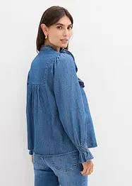 Jeansblus med rysch, bonprix