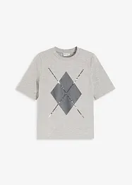 Kortärmad topp med paljetter och tryck, bonprix