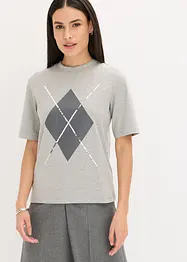 Kortärmad topp med paljetter och tryck, bonprix