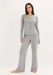 Trikåbyxa och cardigan i mjuk pointellejersey, bonprix
