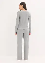 Trikåbyxa och cardigan i mjuk pointellejersey, bonprix