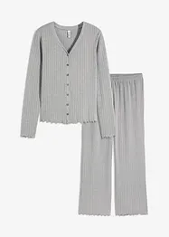 Trikåbyxa och cardigan i mjuk pointellejersey, bonprix