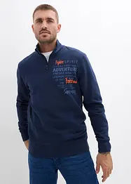 Sweatshirt med krage och dragkedja i ren bomull, bonprix