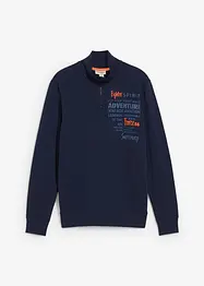 Sweatshirt med krage och dragkedja i ren bomull, bonprix