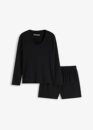 Långärmad topp och shorts i mjukt material, bonprix