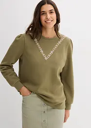 Sweatshirt med broderi i bomullsmix, bonprix