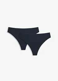 Stringtrosa i ett glansigt material med hög midja (2-pack), bonprix