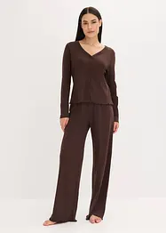 Ribbstickad pyjamas med knappslå, bonprix