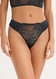 Stringtrosa med skir spets och glansiga effekter, bonprix