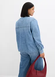 Jeansblus med knytband, bonprix