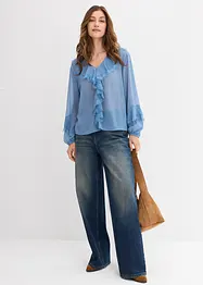 Chiffongblus med volanger, bonprix