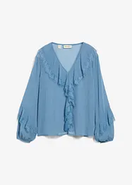Chiffongblus med volanger, bonprix