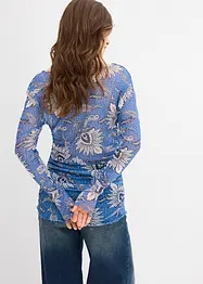 Långärmad topp i fintrådig mesh, bonprix