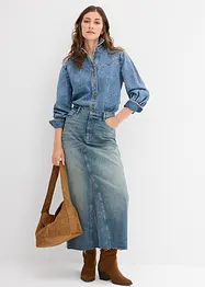 Jeanskjol i maxilängd med Mid Waist, bonprix