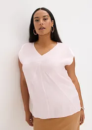 Kortärmad blus i glansig satin, bonprix