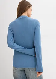 Ribbstickad topp med långa ärmar, bonprix