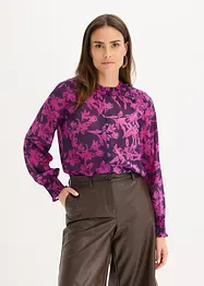 Chiffongblus med smockade detaljer, bonprix