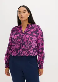 Chiffongblus med smockade detaljer, bonprix