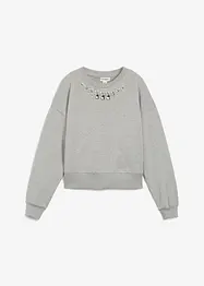 Oversizesweatshirt med strass, bonprix