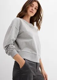 Oversizesweatshirt med strass, bonprix