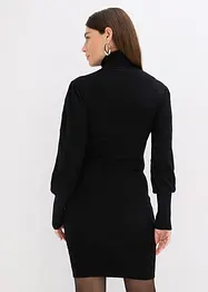Stickad klänning med polokrage, bonprix