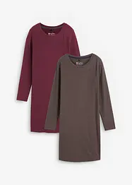 Jerseyklänning av bomull med stretch (2-pack), bonprix
