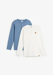 Långärmad T-shirt i farfarsmodell (2-pack) i ekologisk bomull, bonprix