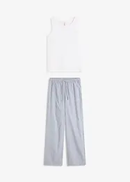 Pyjamas med ribbstickat linne och vävd byxa, bonprix