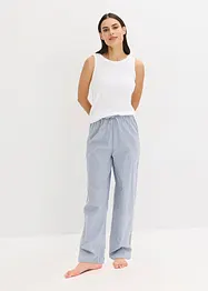 Pyjamas med ribbstickat linne och vävd byxa, bonprix