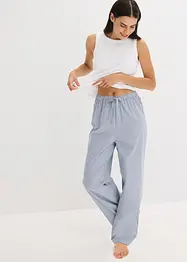 Pyjamas med ribbstickat linne och vävd byxa, bonprix