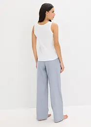 Pyjamas med ribbstickat linne och vävd byxa, bonprix