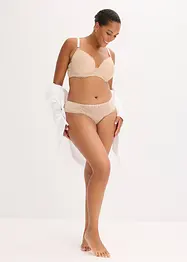 BH med formpressade kupor och blommönstrat broderi, bonprix