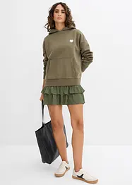 Oversize-sweatshirt med huva i mjuk bomullsblandning, bonprix
